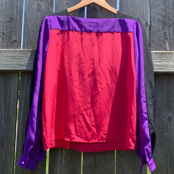 1970s colorblock blouse - Picture 8 of 11